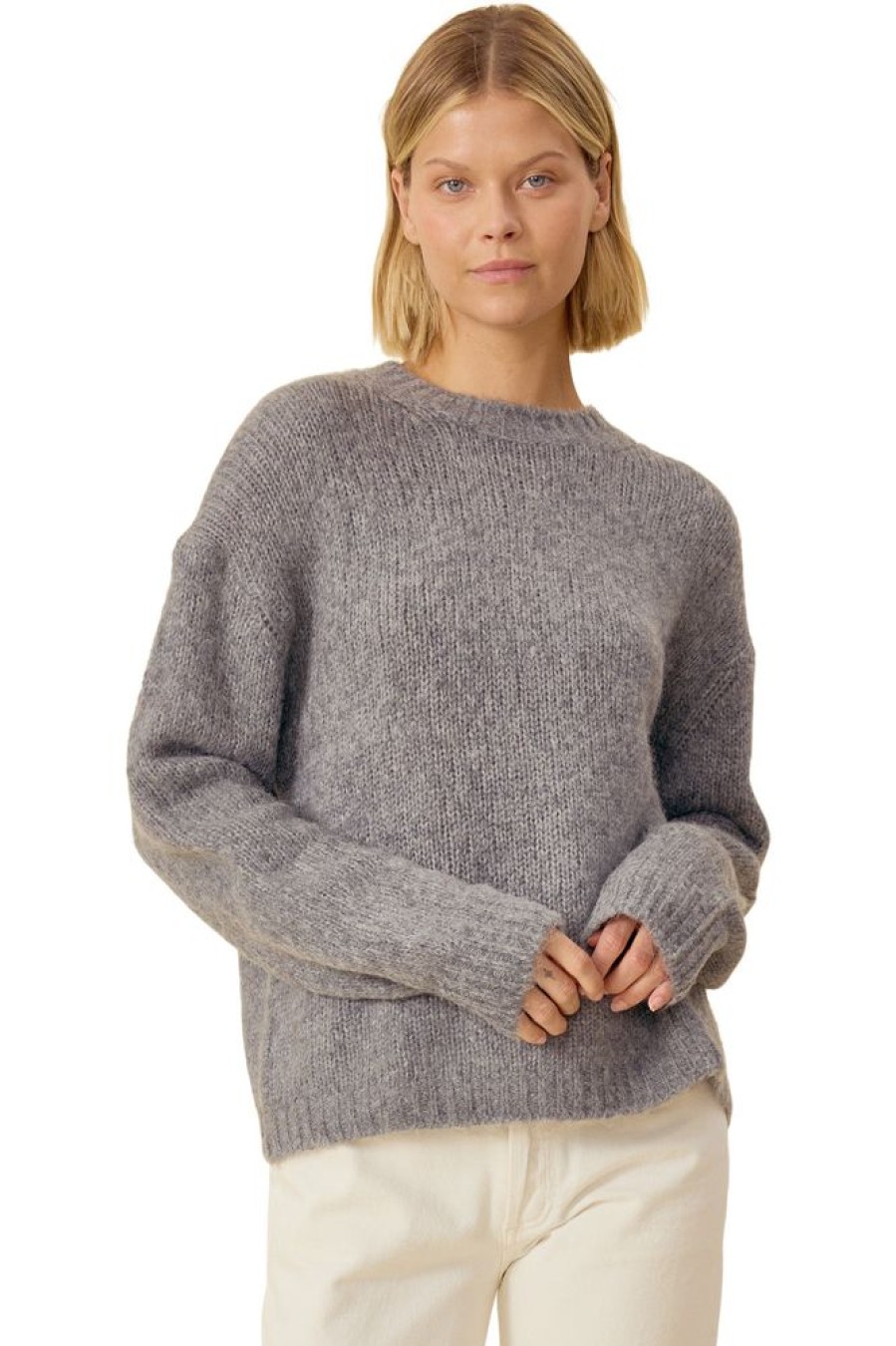 Sweaters One Grey Day | One Grey Day Bardot Pullover In Medium Heather Grey