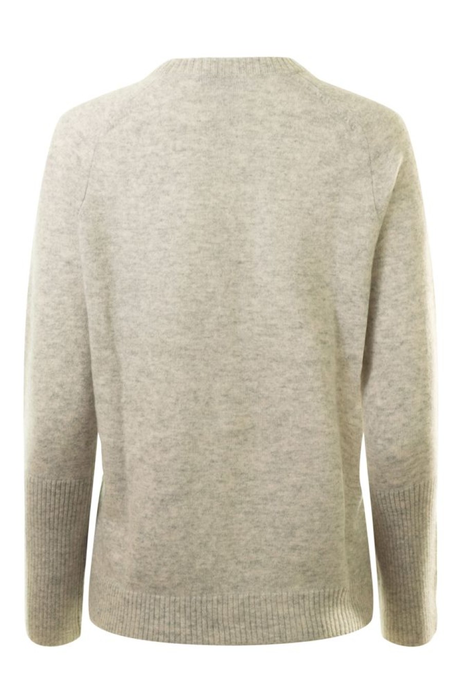 Sweaters WHITE & WARREN | White & Warren Cashmere High Rib Cuff Crewneck Sweater In Misty Grey Heather