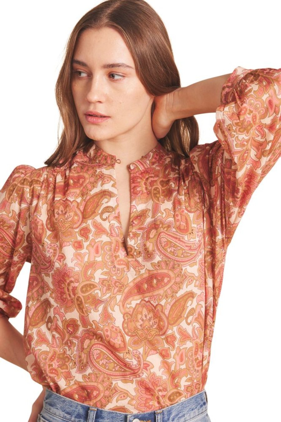 Tops Trovata | Trovata Birds Of Paradis Bailey Blouse In Autumn Paisley