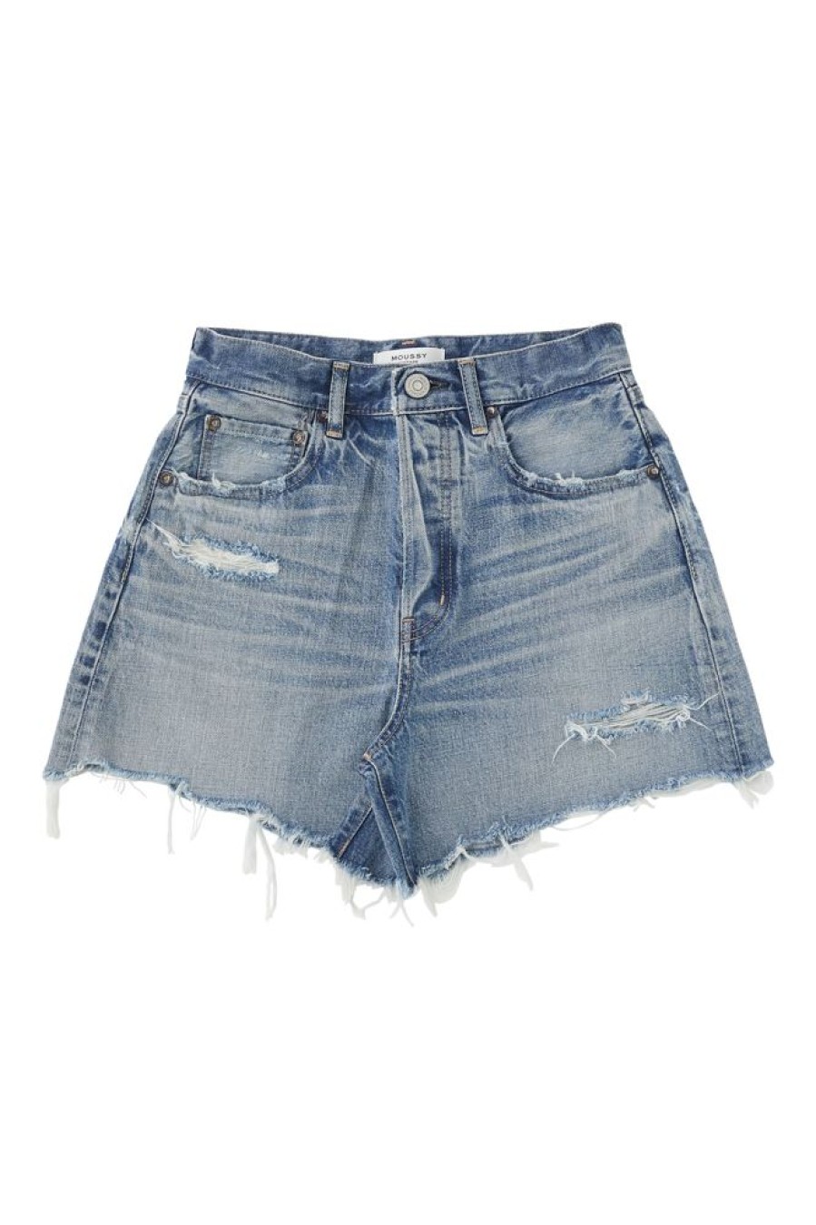 Denim Moussy Denim | Moussy Denim Pelion High Waisted Shorts In Blue