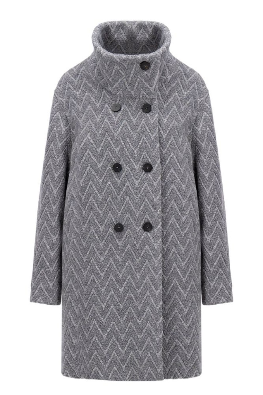 Blazers & Outerwear Harris Wharf London | Harris Wharf London Funnel Collar Boucle Coat In Light Grey