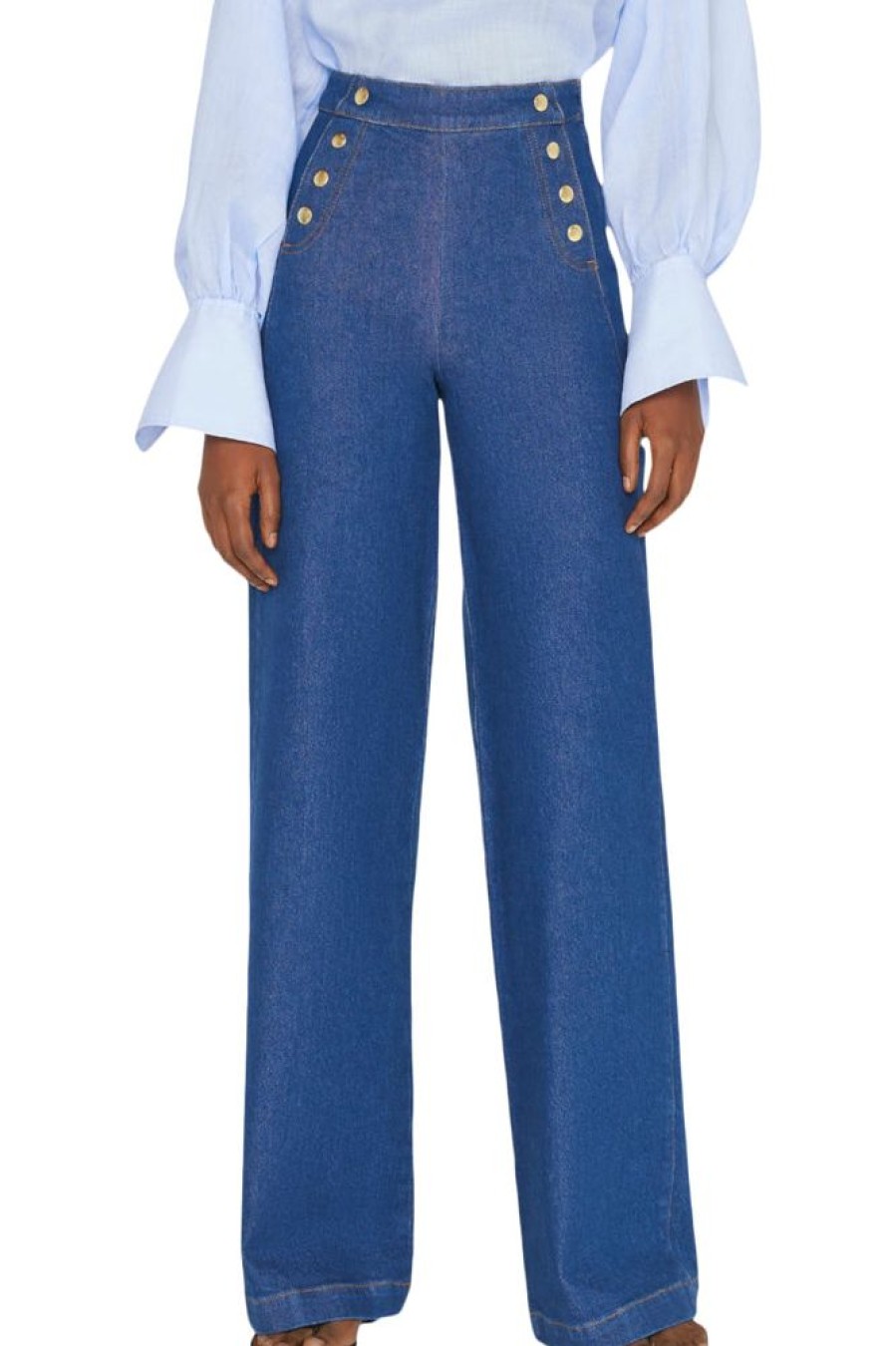 Denim Frame Denim | Frame Denim Sailor Snap Wide Leg In Adele