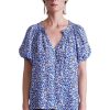 Tops Apiece Apart | Apiece Apart Esparta Short Sleeve In Piet Floral Blue