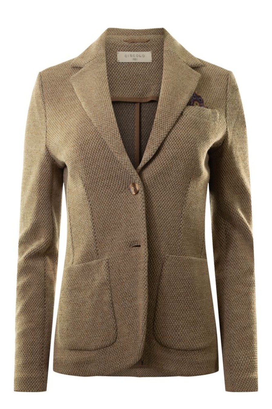 Blazers & Outerwear CIRCOLO 1901 | Circolo 1901 Slim Honeycomb Jacket In Camello