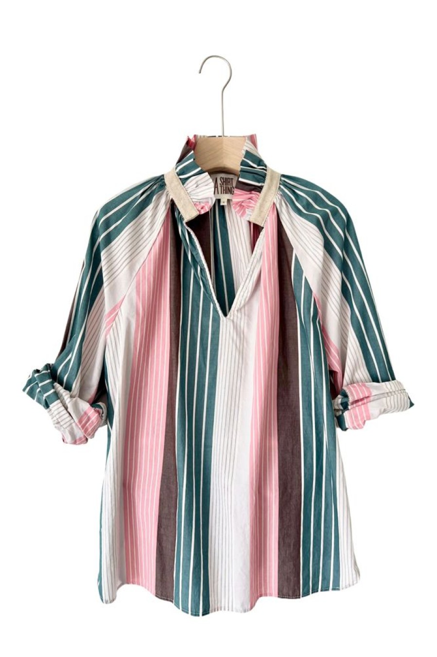 Tops A Shirt Thing | A Shirt Thing Penelope Amalfi Stripe Top In Carnation