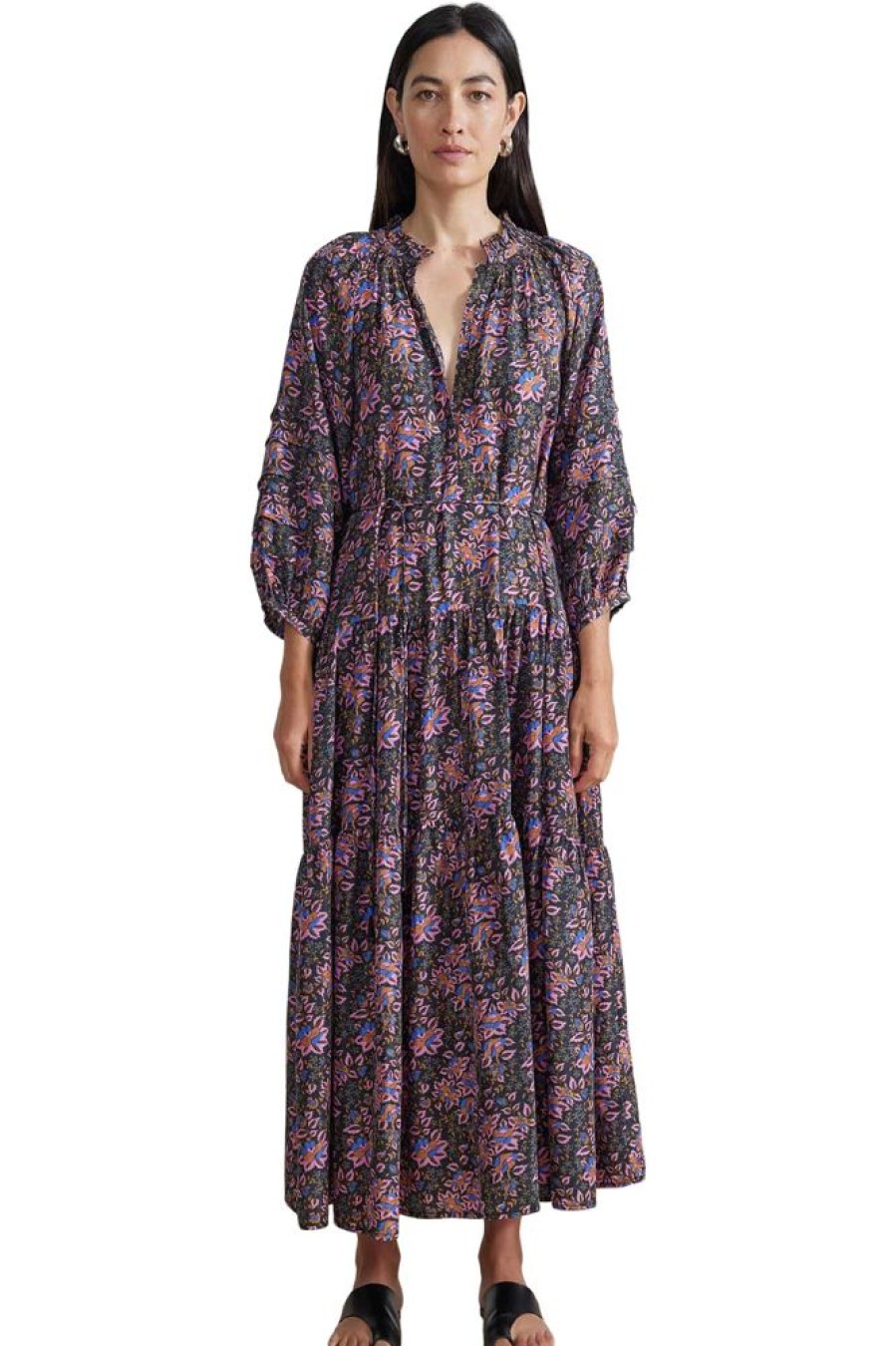 Dresses & Jumpsuits Apiece Apart | Apiece Apart Trinidad Maxi Dress In Dark Folk Foliage