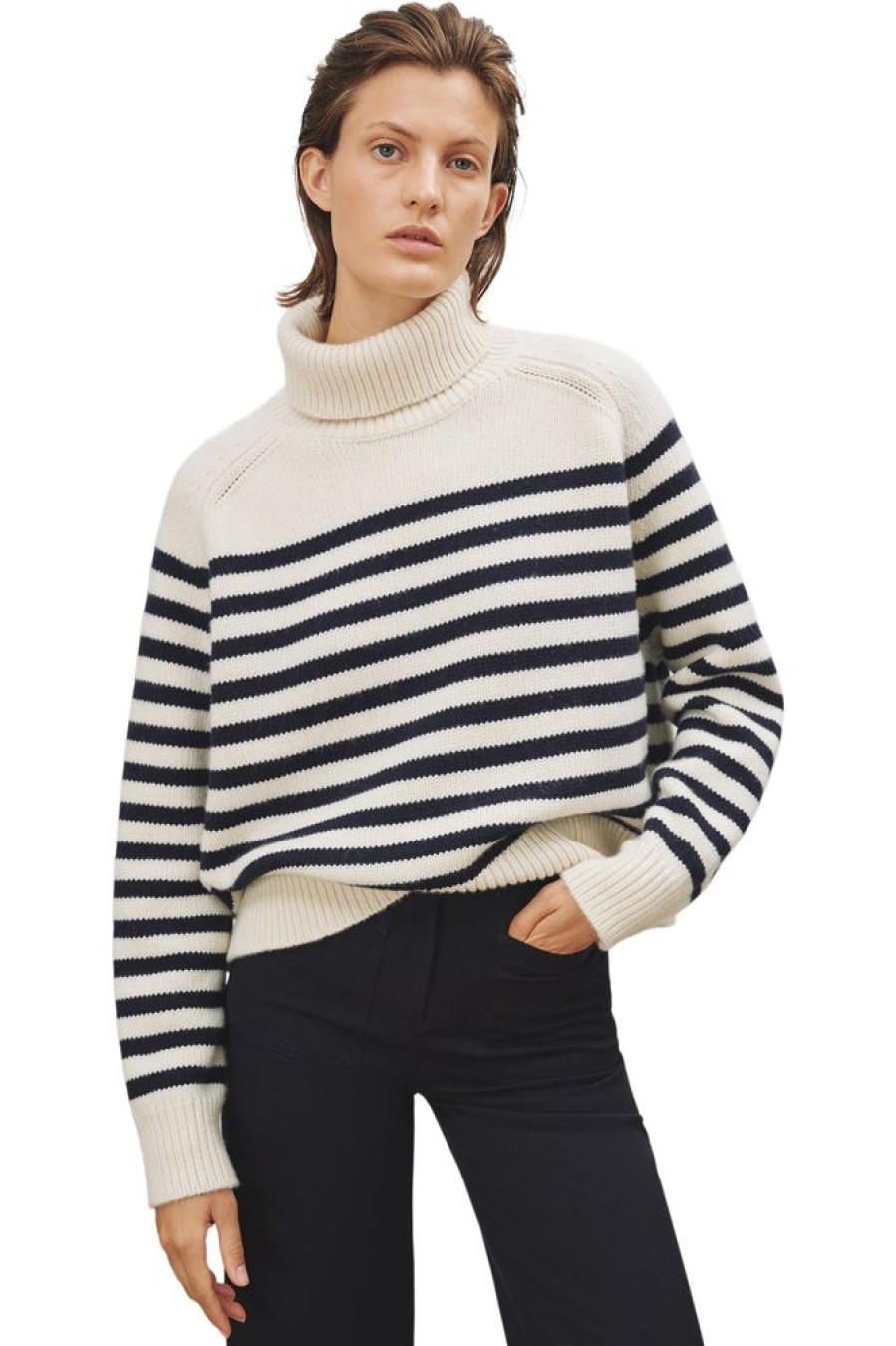 Sweaters NILI LOTAN | Nili Lotan Gideon Sweater In Ivory Dark Navy Stripe