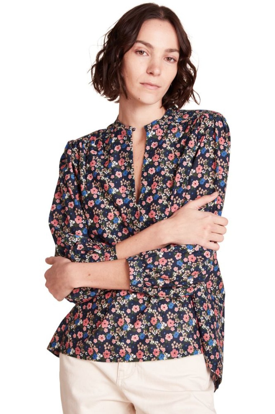 Tops Trovata | Trovata Birds Of Paradis Bailey Blouse In Rolling Hills