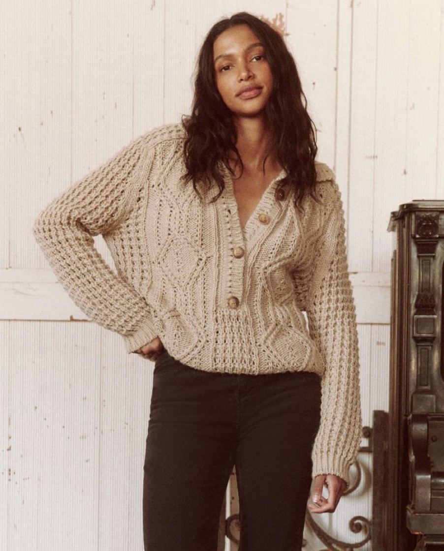 Sweaters The Great | The Great Cozy Cable Pullover In Oat