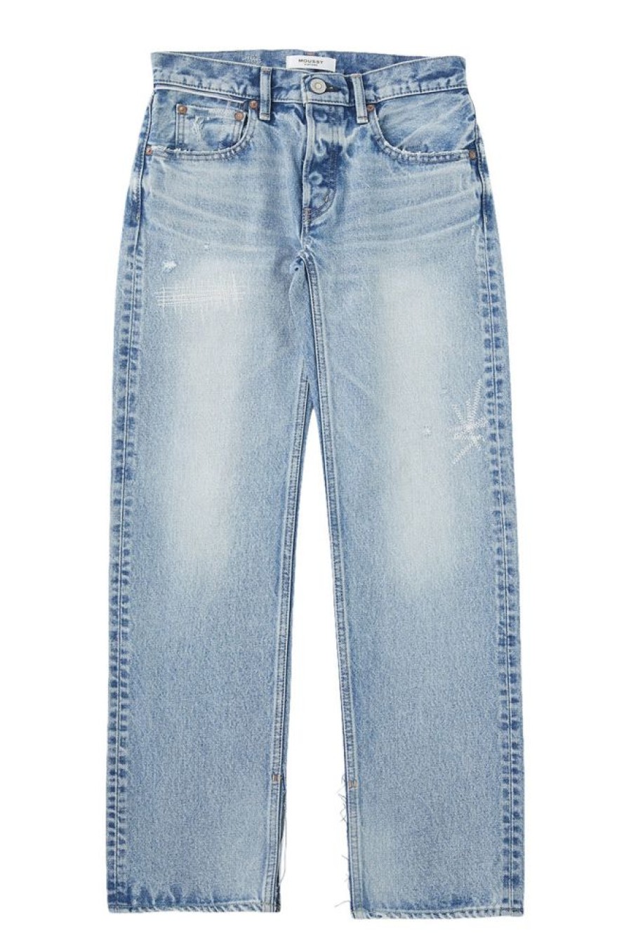 Denim Moussy Denim | Moussy Denim Bostonia Straight Leg In Light Blue