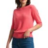 Sweaters WHITE & WARREN | White & Warren Cashmere Elbow Sleeve Tee In Popsicle Heather