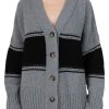 Sweaters ATM AnthonyThomas Melillo | Atm Merino Wool Blend Oversized Cardigan In Cloud Grey - Black