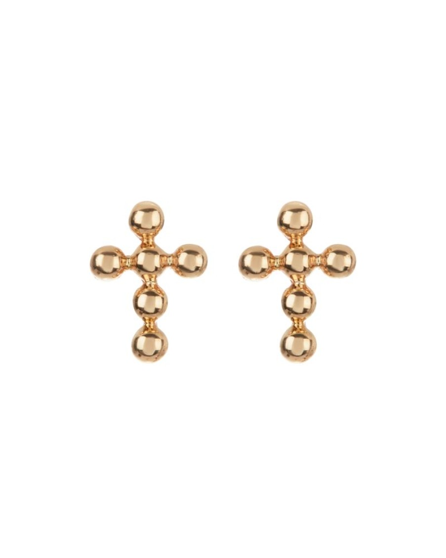 Jewelry Apres Jewelry | Apres Jewelry Beaded Cross Earrings In 14Kt Yellow Gold