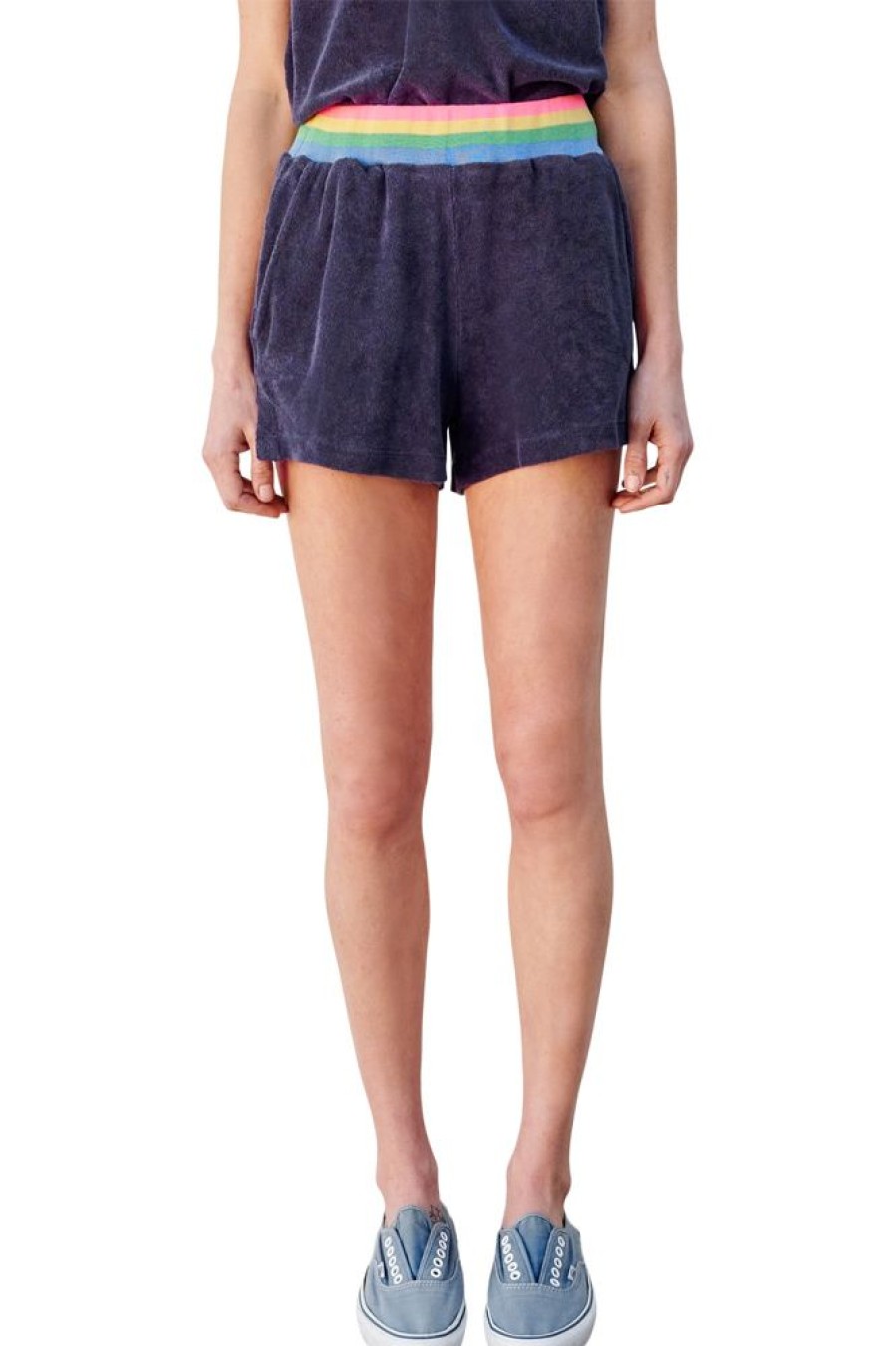 Pants, Shorts, & Skirts SUNDRY | Sundry Rainbow Rib Pullon Shorts In Deep Sea