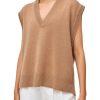 Sweaters WHITE & WARREN | White & Warren Camel Rib Trim Vest In True Camel