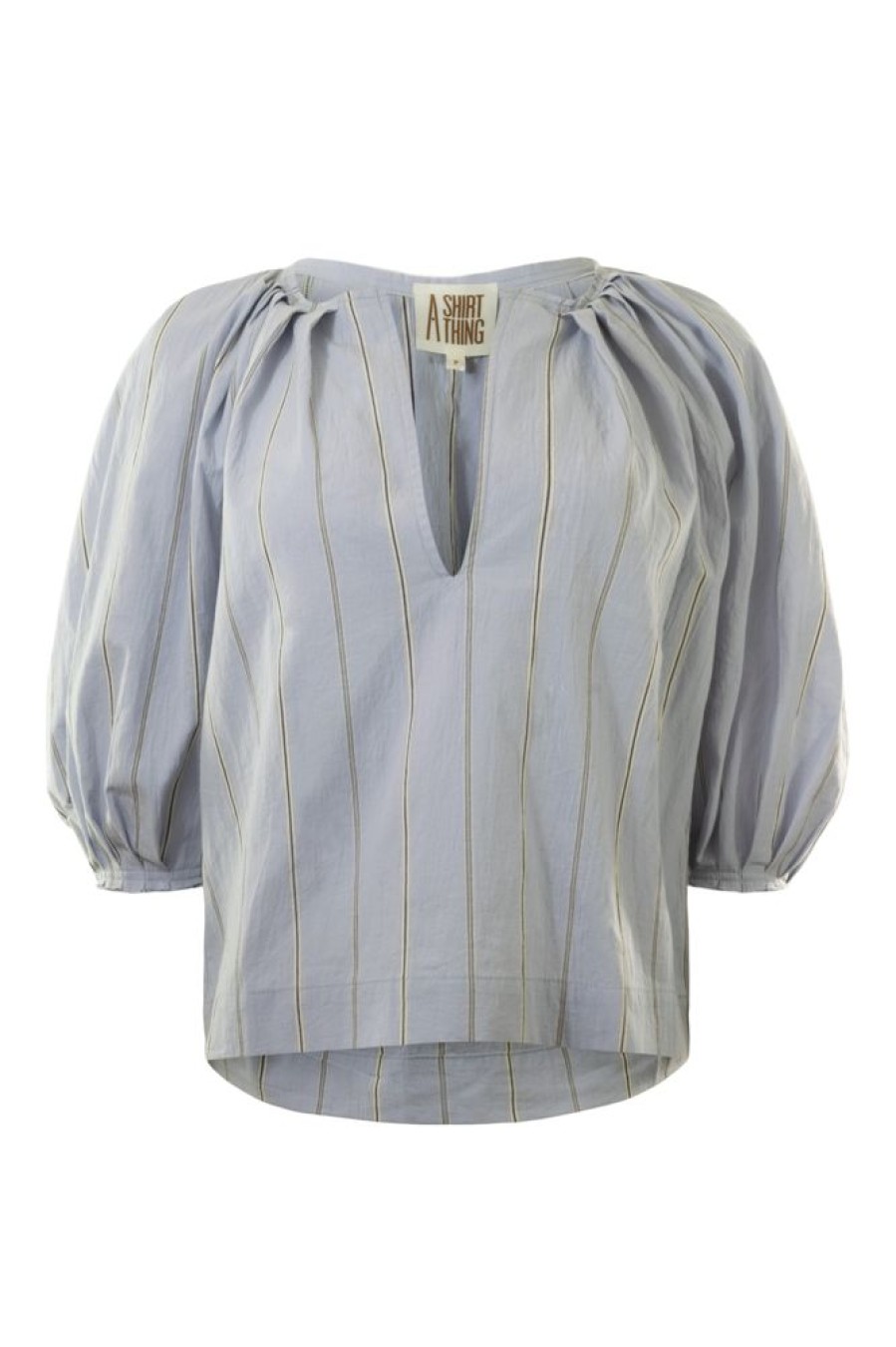 Tops A Shirt Thing | A Shirt Thing Grace Striped Shirt In Sky