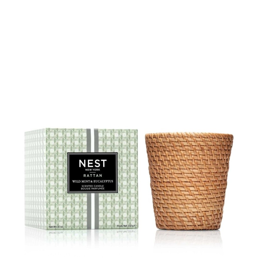 Home & Body Nest Fragrances | Nest Rattan Classic Candle In Wild Mint & Eucalyptus