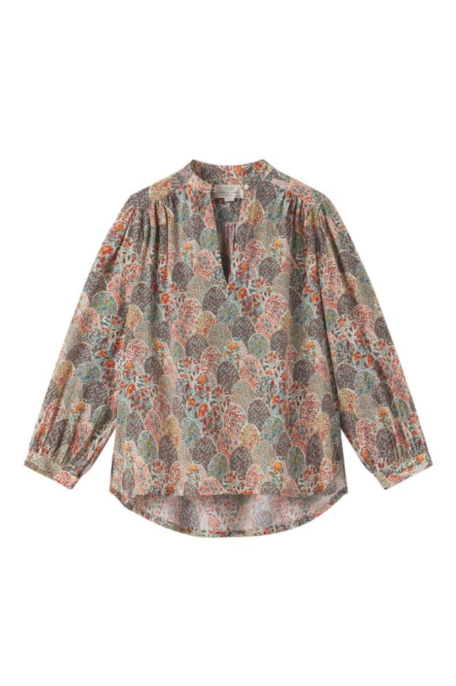 Tops Trovata | Trovata Birds Of Paradis Bailey Blouse In Desert Scallop