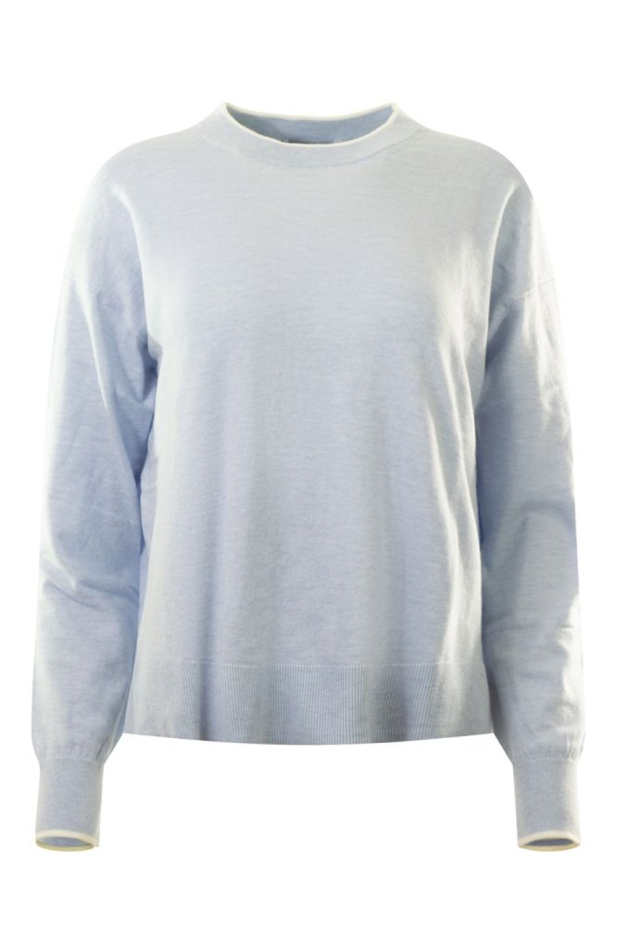 Sweaters WHITE & WARREN | White & Warren Cotton Silk Rib Trim Crewneck Sweater