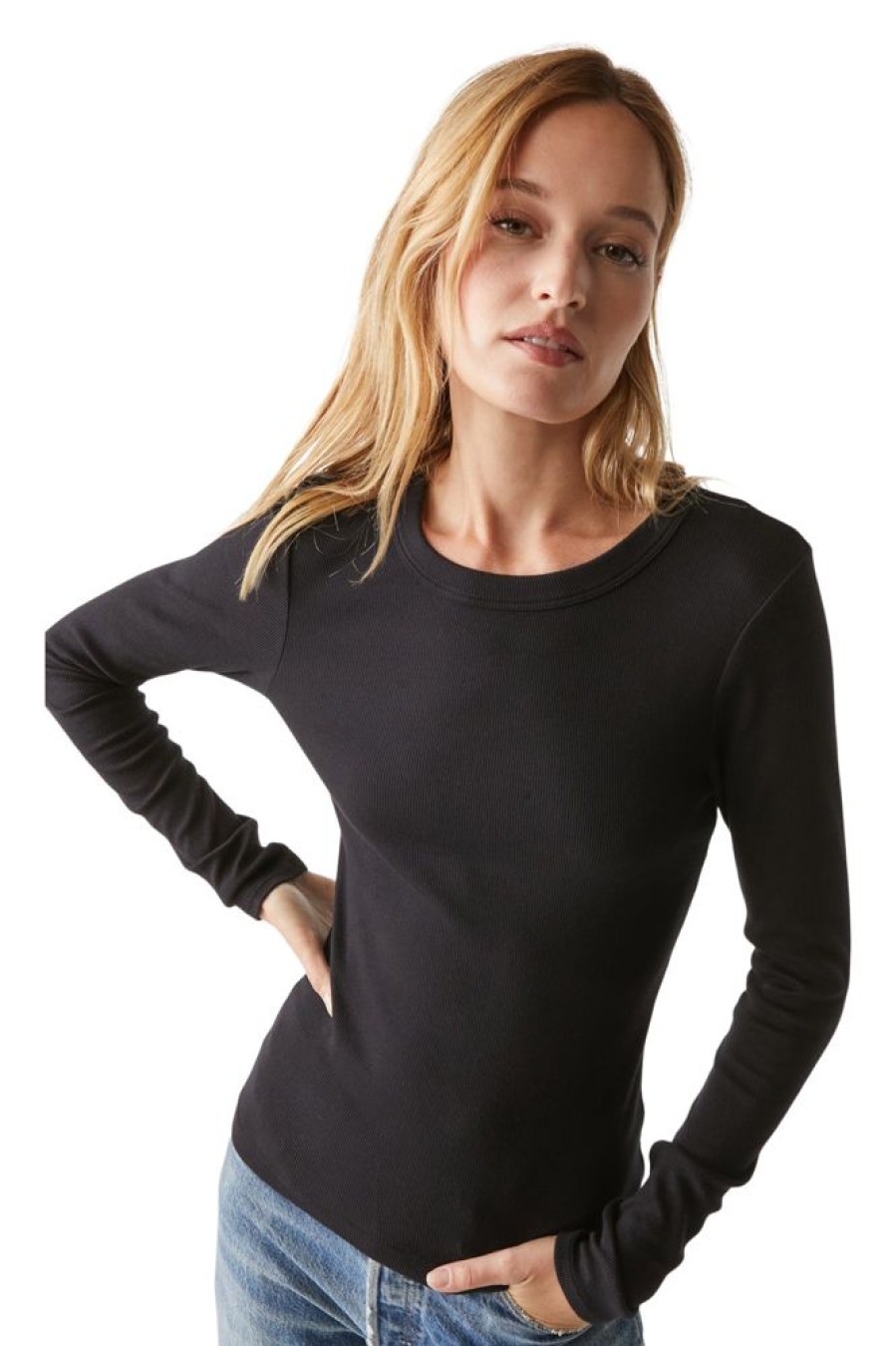 Tops MICHAEL STARS | Michael Stars Zola Ribbed Tee In Black