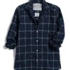 Tops Frank & Eileen | Frank & Eileen Barry Tailored Button Up In Navy, Jade Plaid Navy Jade Plaid