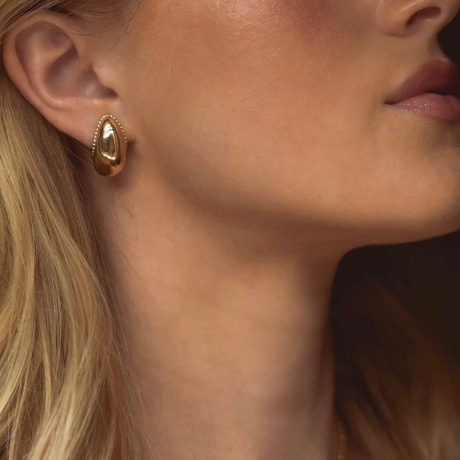 Jewelry ALEXA LEIGH FINE JEWELRY | Alexa Leigh Bean Hoop Earrings In Yellow Gold