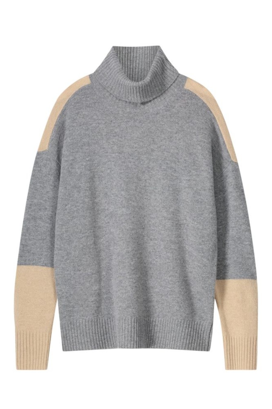 Sweaters REPEAT | Repeat Cashmere Color Block Wool Sweater In Grey