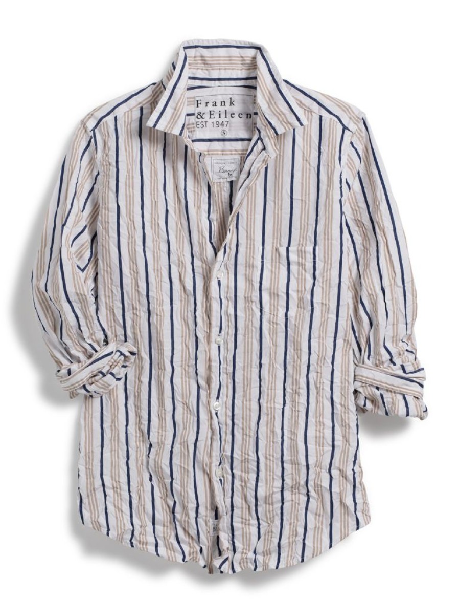 Tops Frank & Eileen | Frank & Eileen Barry Tailored Button Up In Navy Double Sand Stripe