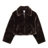 Blazers & Outerwear Frame Denim | Frame Denim Faux Fur Zip Up Jacket In Espresso